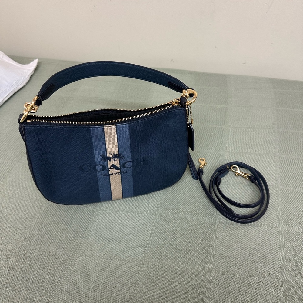 Coach Horse And Carriage Jacquard Sutton Crossbody Midnight Navy